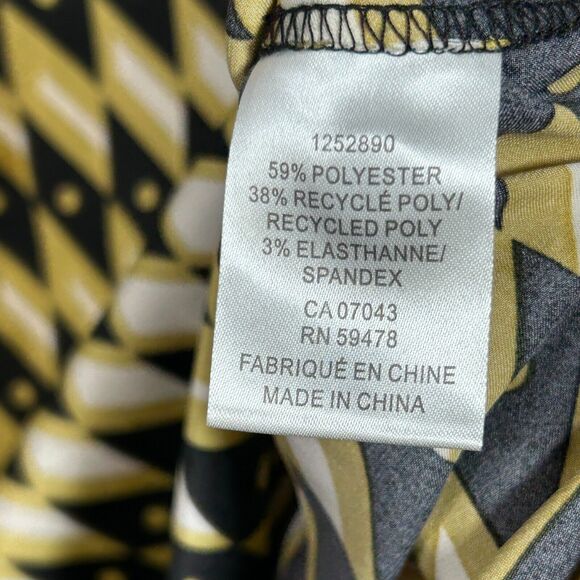 Joie Satin V Neck Top Blouse Pullover Popover Diamond Geometric Pattern L - Picture 6 of 8